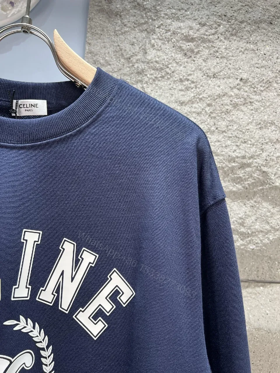 View 10 of Navy Premium Cotton Crewneck: Graphic Luxe Sweater