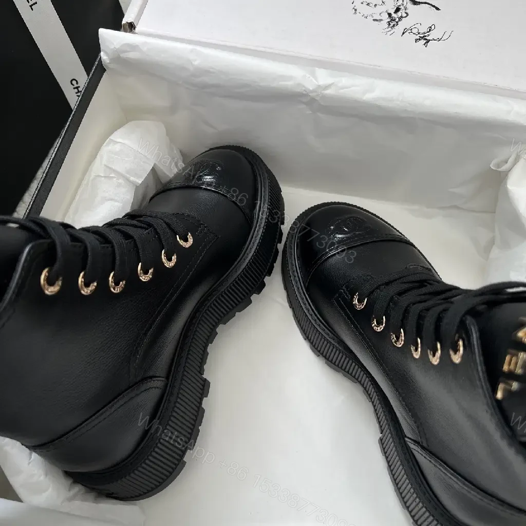View 6 of Black Leather Combat Boot: Architectural, All-Season Comfort