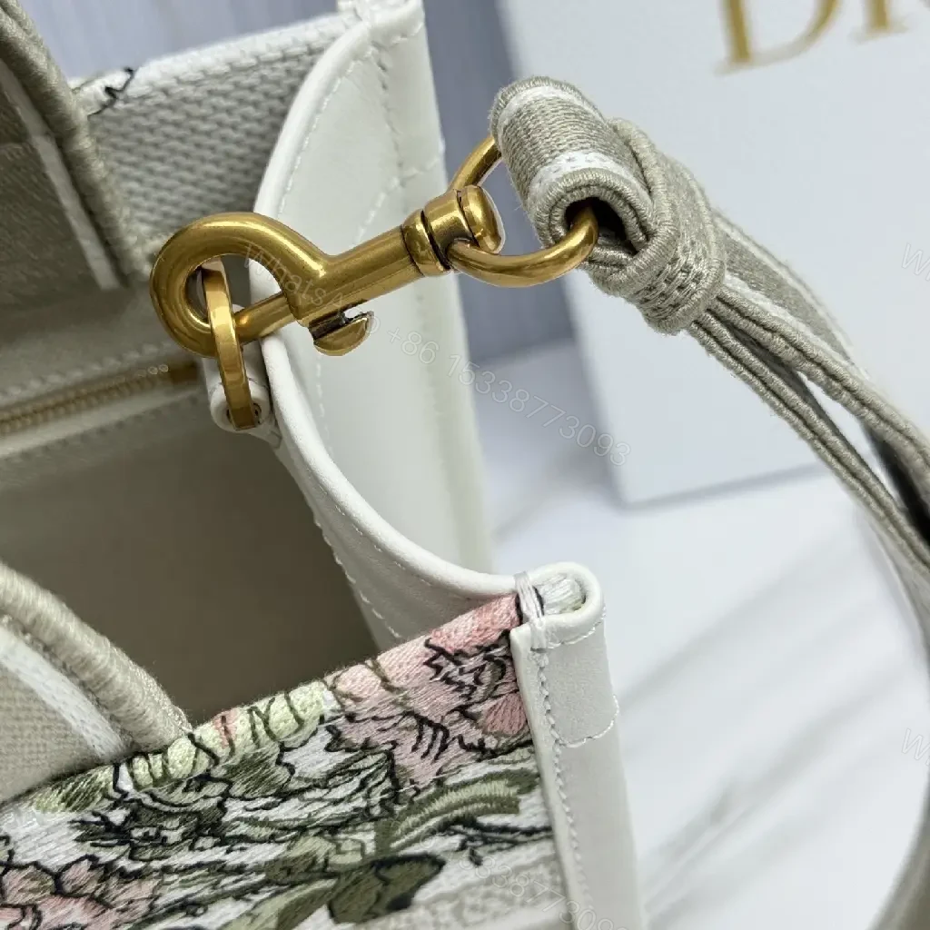 View 2 of Floral Canvas Tote with Sculpted Handles – Everyday Luxury Tote