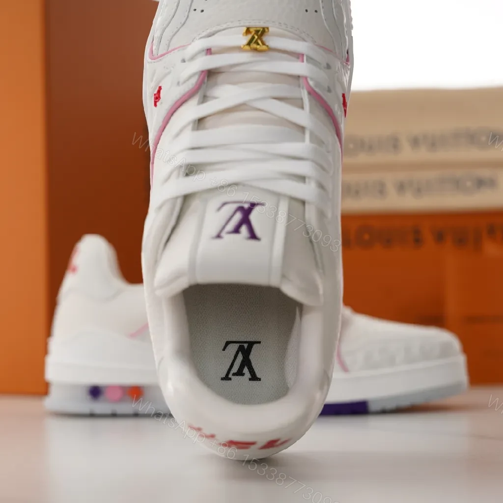 View 4 of White Leather Low-Top Sneaker with Subtle Accents