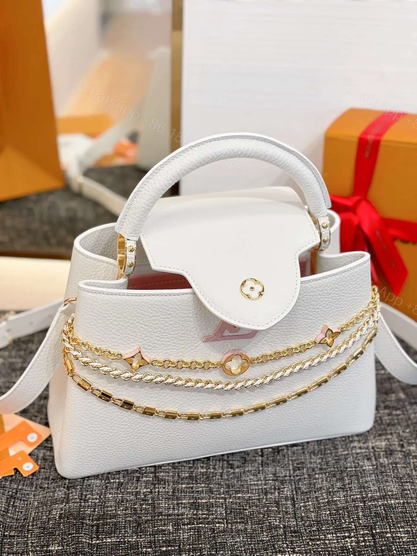 View 6 of Louis Vuitton Capucines BB handbag in white Taurillon leather