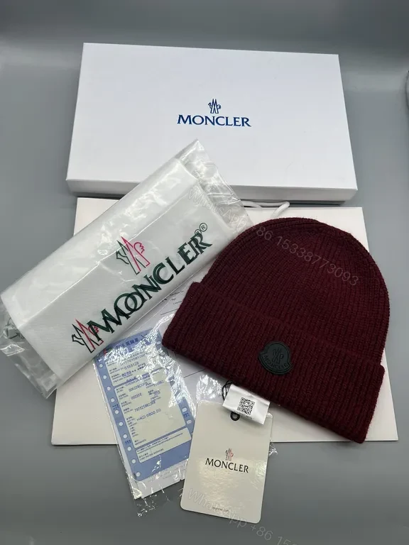 View 6 of Beige Moncler Ribbed Beanie â€” Premium Warmth & Subtle Luxury