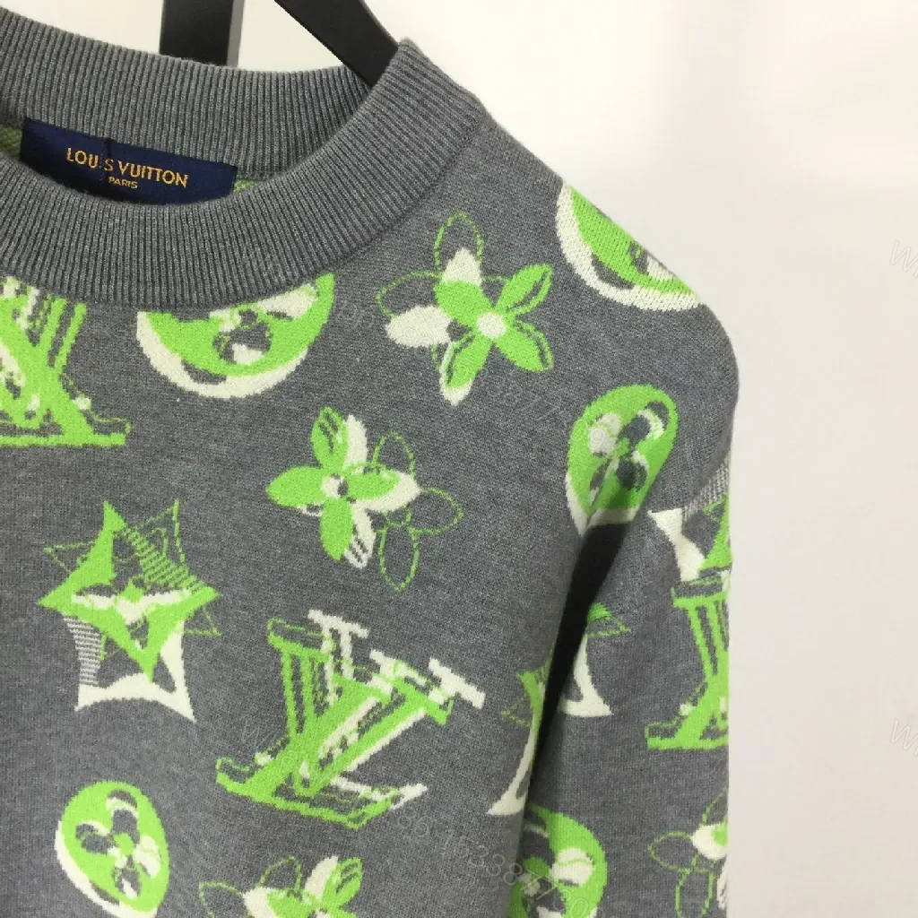 View 2 of Neon LV-Inspired Knit: Bold Graphics, Everyday Luxury Knitwear