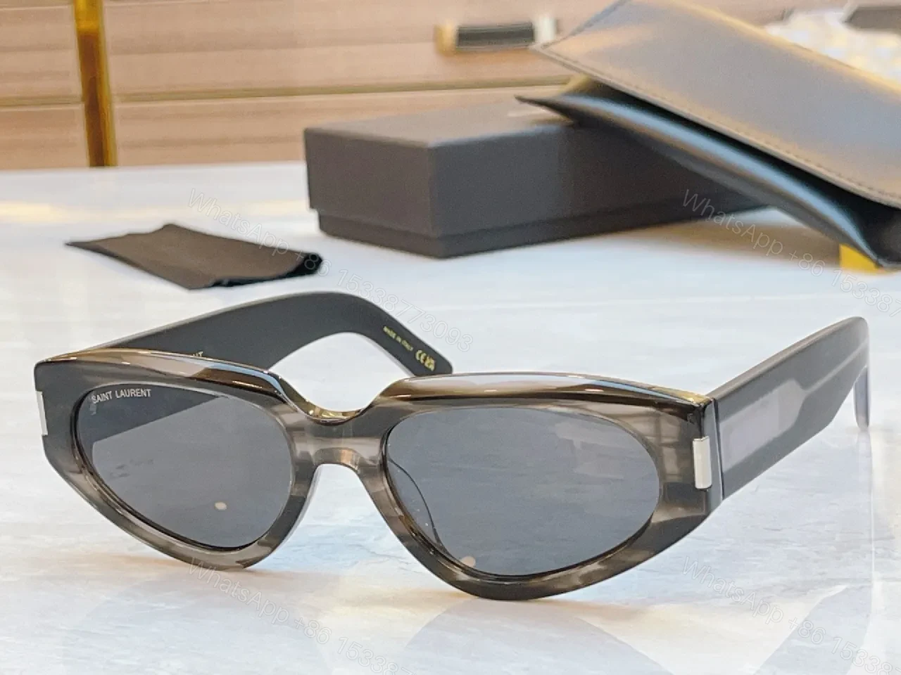 View 5 of Tortoiseshell Cat-Eye Sunglasses with Gold Hardware, UV400 Lens