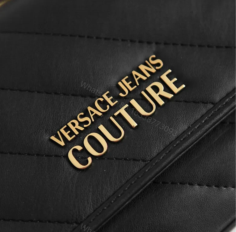 View 7 of Versace Jeans Couture Quilted Flap Bag with Gold Chain Strap