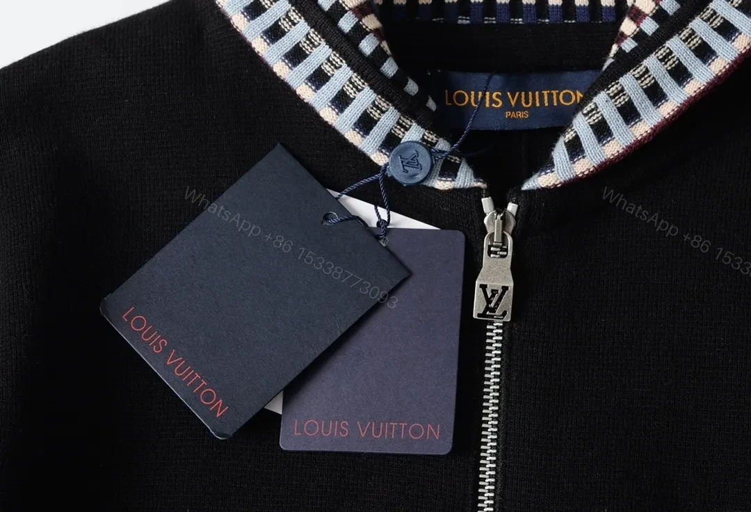 View 6 of Bold Black Zip Jacket with Textured LV Detailing