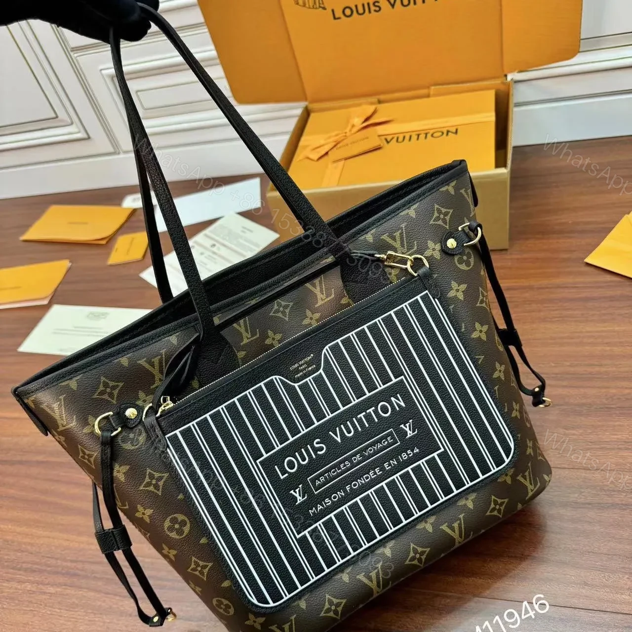 View 2 of LV NEVERFULL INSIDE OUT MM IN BROWN MONOGRAM COATED CANVAS