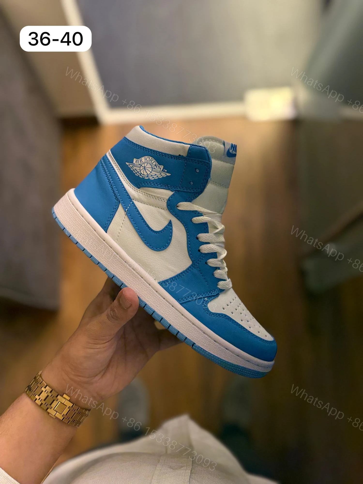 FIRST COPY AIR JORDANS RETRO 1 MID UNIVERSITY MOON BLUE — view 1