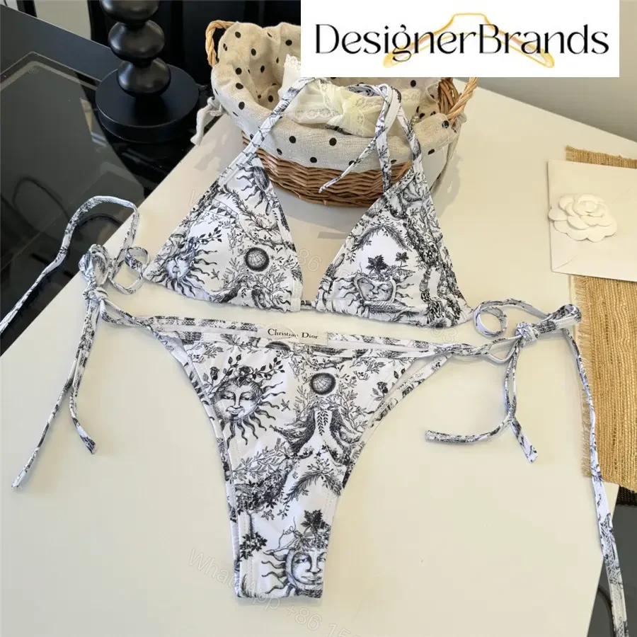 View 4 of Dior Toile de Jouy Soleil Black and White Two-Piece Bikini Set