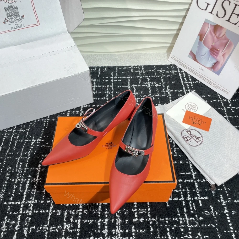 View 5 of 高仿Hermes*Kelly系列H251007Z06小牛皮高踭鞋紅色4CM免檢版