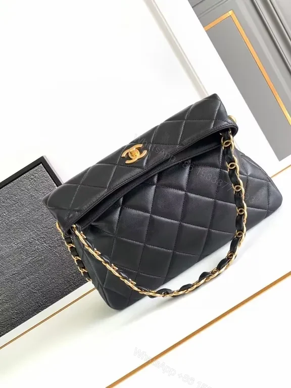 View 2 of Chanel-Inspired Quilted Shoulder Bag with Gold Chain