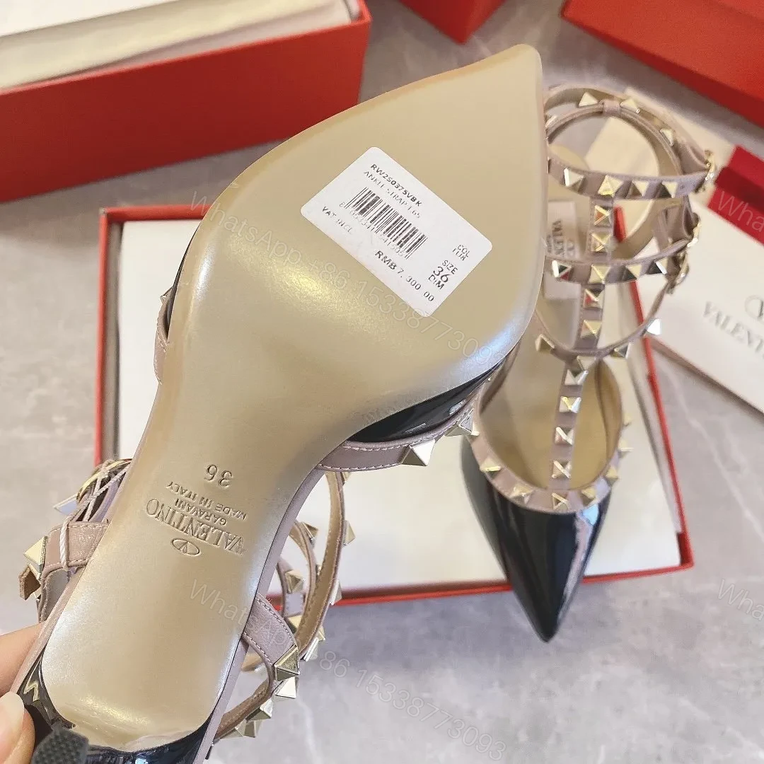 View 4 of Valentino Women Black Patent Leather Studded Heels