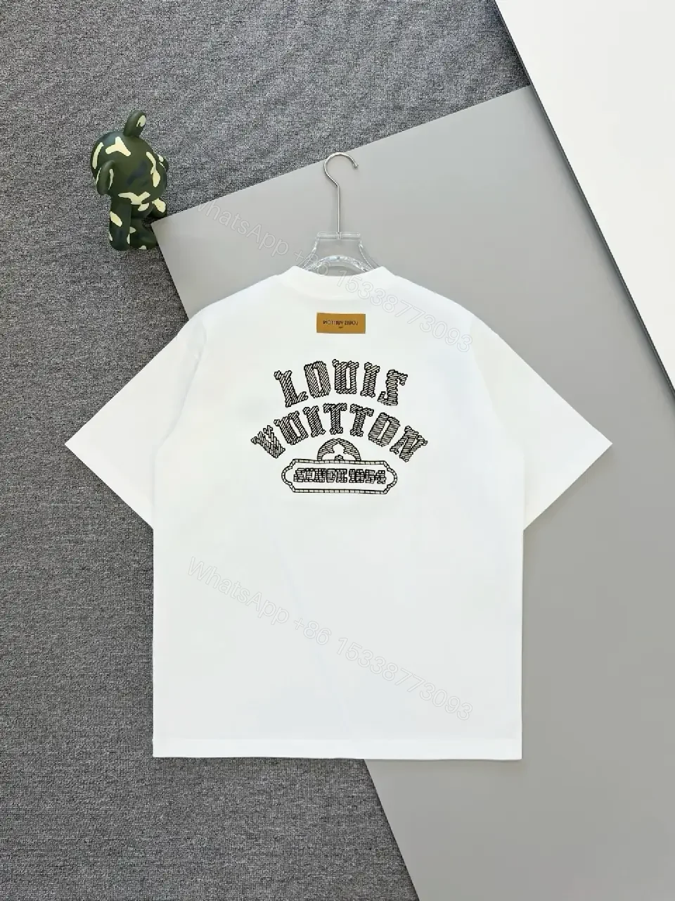 View 7 of White Cotton Structured Polo Tee with Subtle LV Monogram