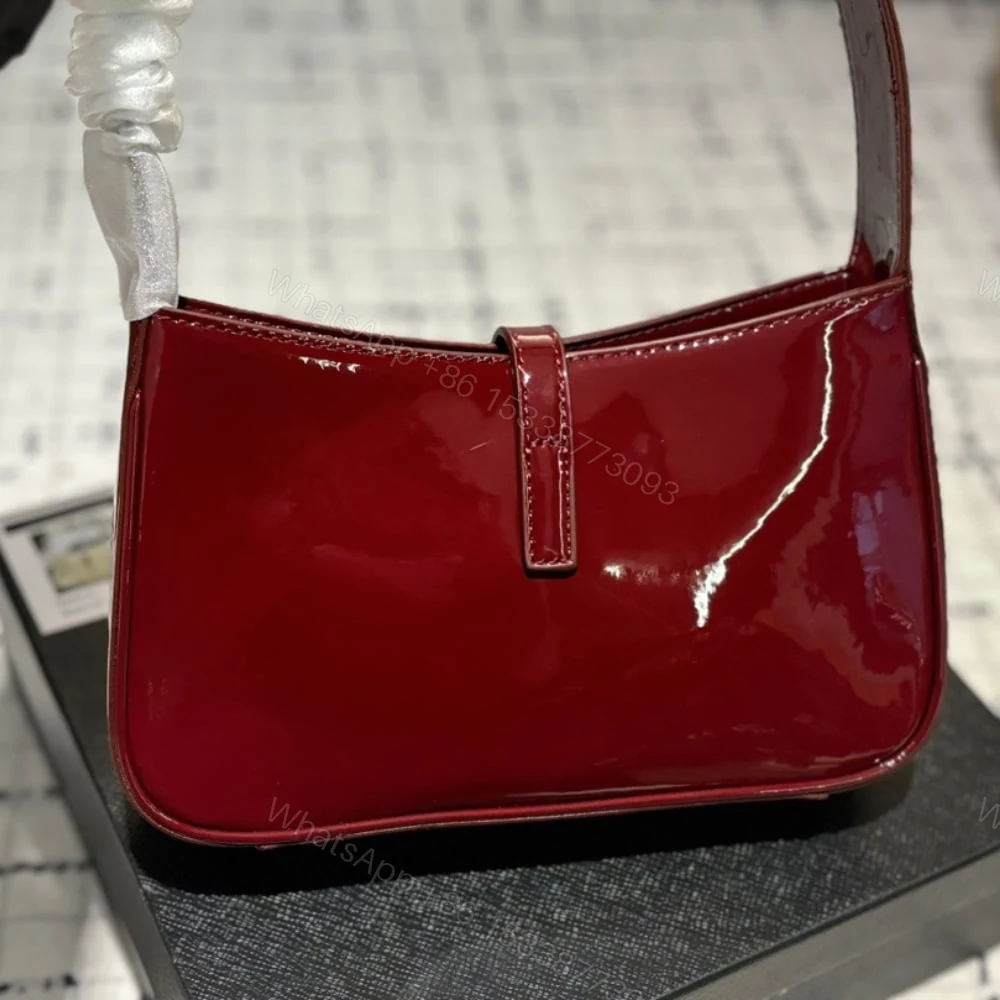 View 5 of Saint Laurent Le 5 A 7 Patent Hobo Bag In Shiny Wine Red 25Cm