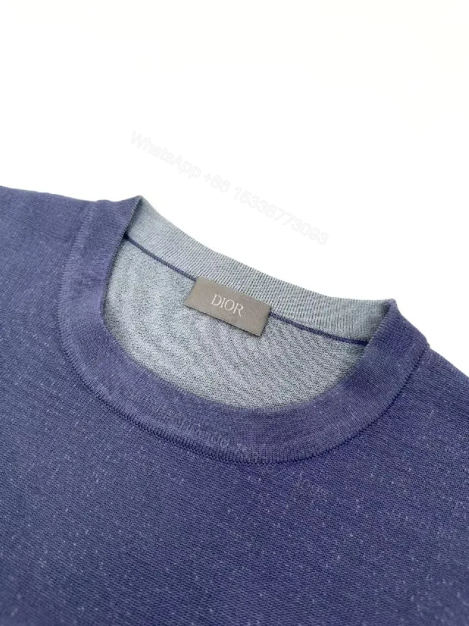 View 10 of Purple Cotton Knit T-Shirt, Dior Logo, Casual Style, Short-Sleeve Shirt
