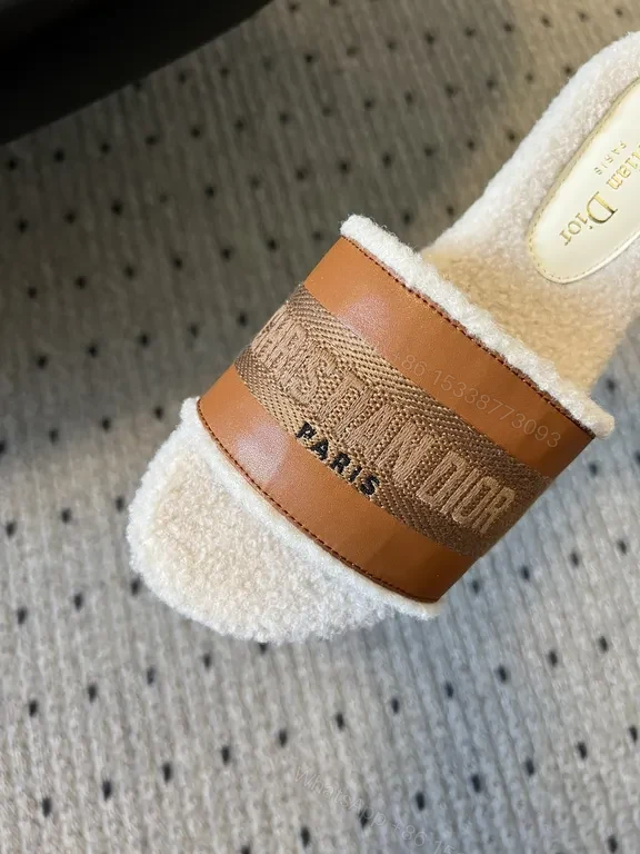 View 9 of Cozy Couture Plush Sliders with Leather Straps - Luxury House Sandals