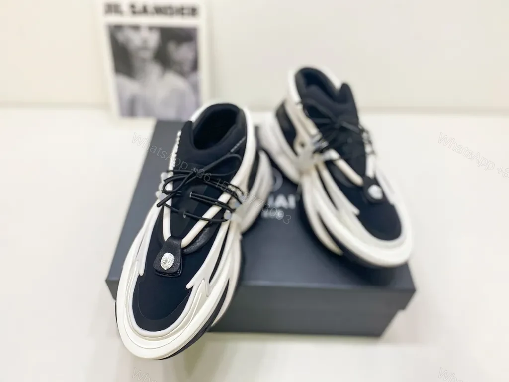 View 6 of Balmain-Style Chunky Sneakers: Premium Knit Leather, All-Day Comfort