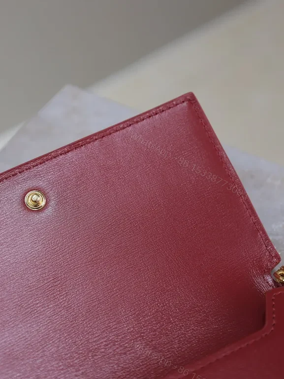 View 2 of Chic Burgundy Leather Crossbody Wallet with YSL Hardware
