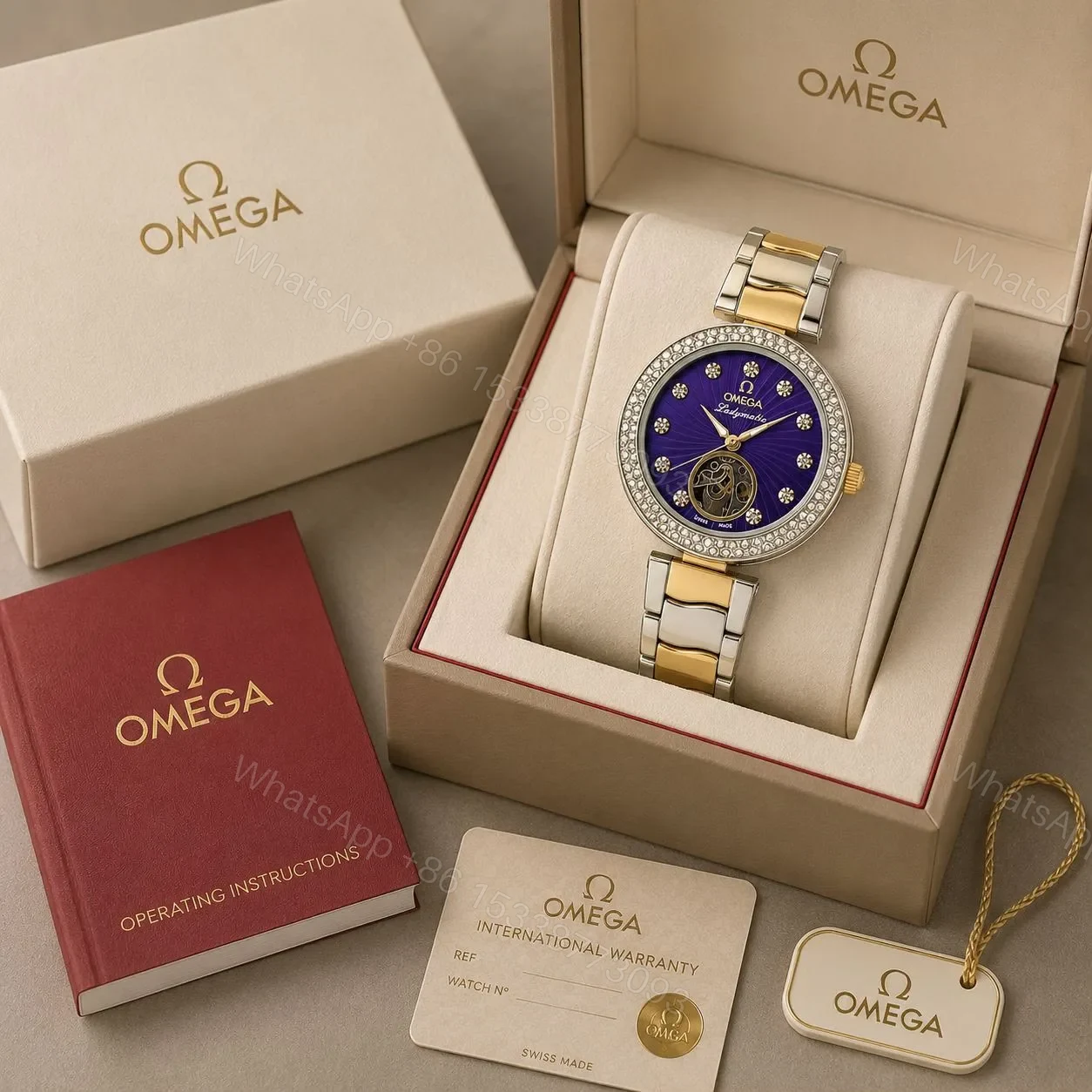 View 3 of Omega Ladymatic Purple Sunburst Dial