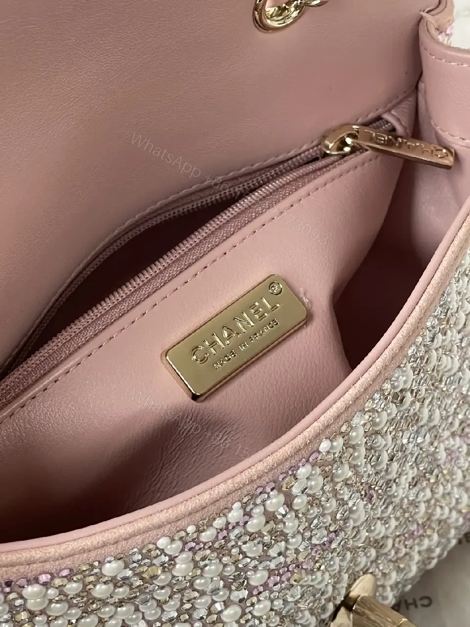 View 5 of Pink Rhinestone Mini Bag – Luxe Sparkle, Versatile chic