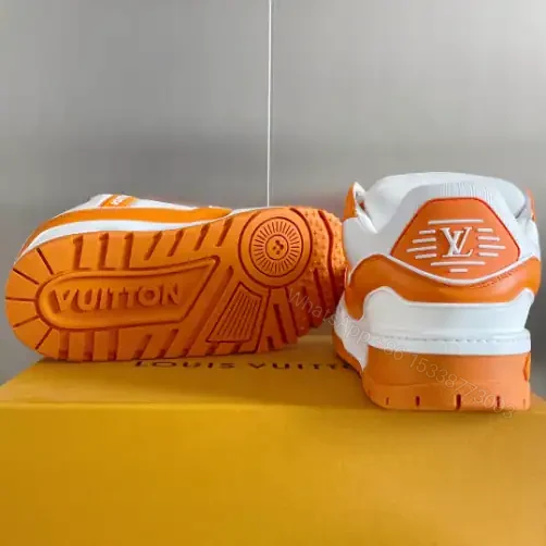 View 4 of LOUIS VUITTON LV TRAINER MAXI SNEAKERS IN ORANGE AND WHITE – LSVT334