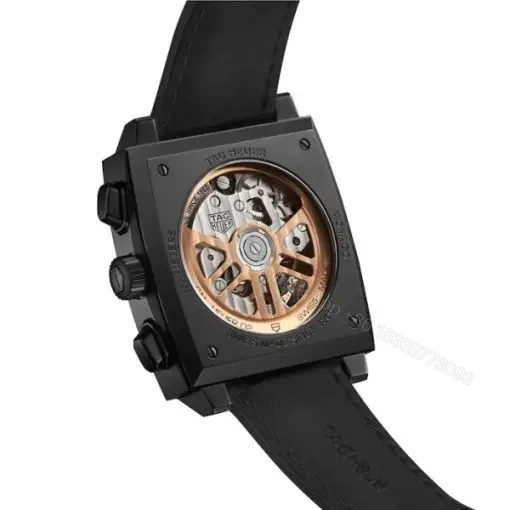 View 5 of Replica TAG Heuer Monaco Men Automatic Black Alligator Watch CBL2180.FC6497