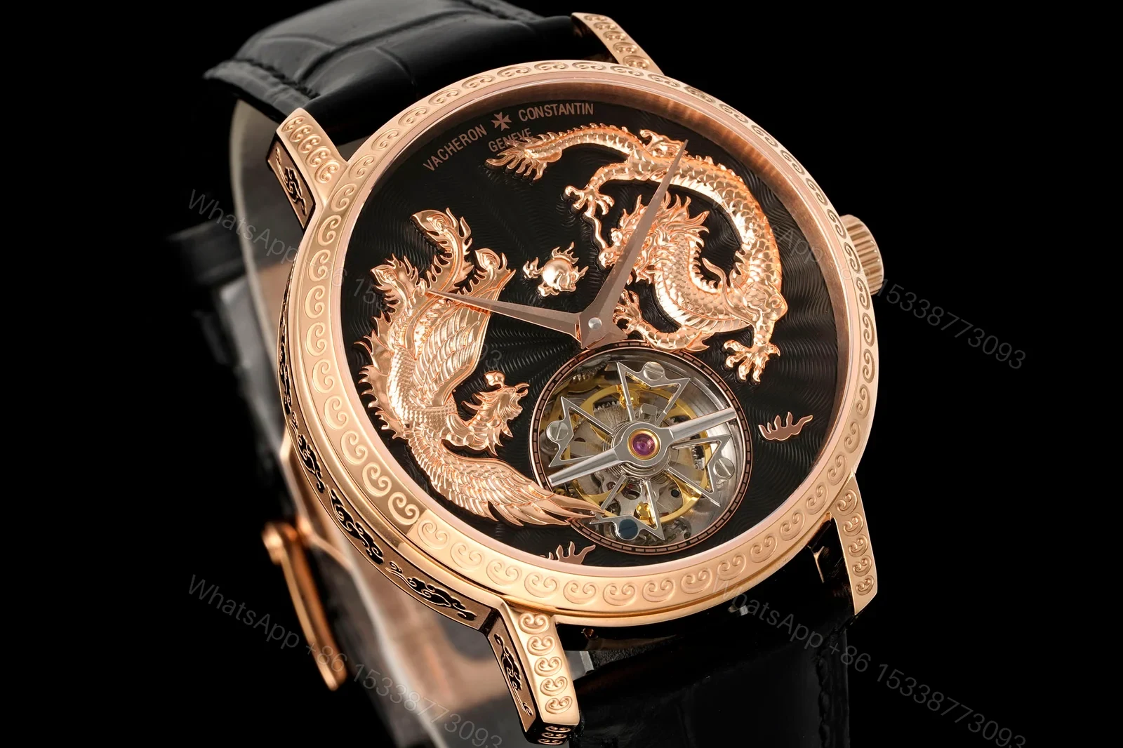 View 3 of Vacheron Constantin Traditionnelle Tourbillon Phoenix and the Dragon Pink Gold Black Dial 6040T/000R-B961