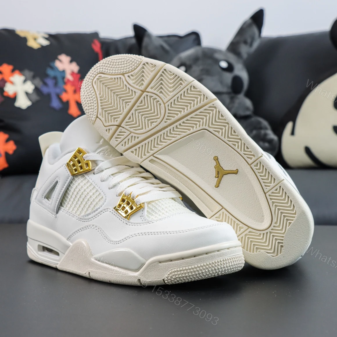 View 3 of Air Jordan 4 Metallic Gold Reps