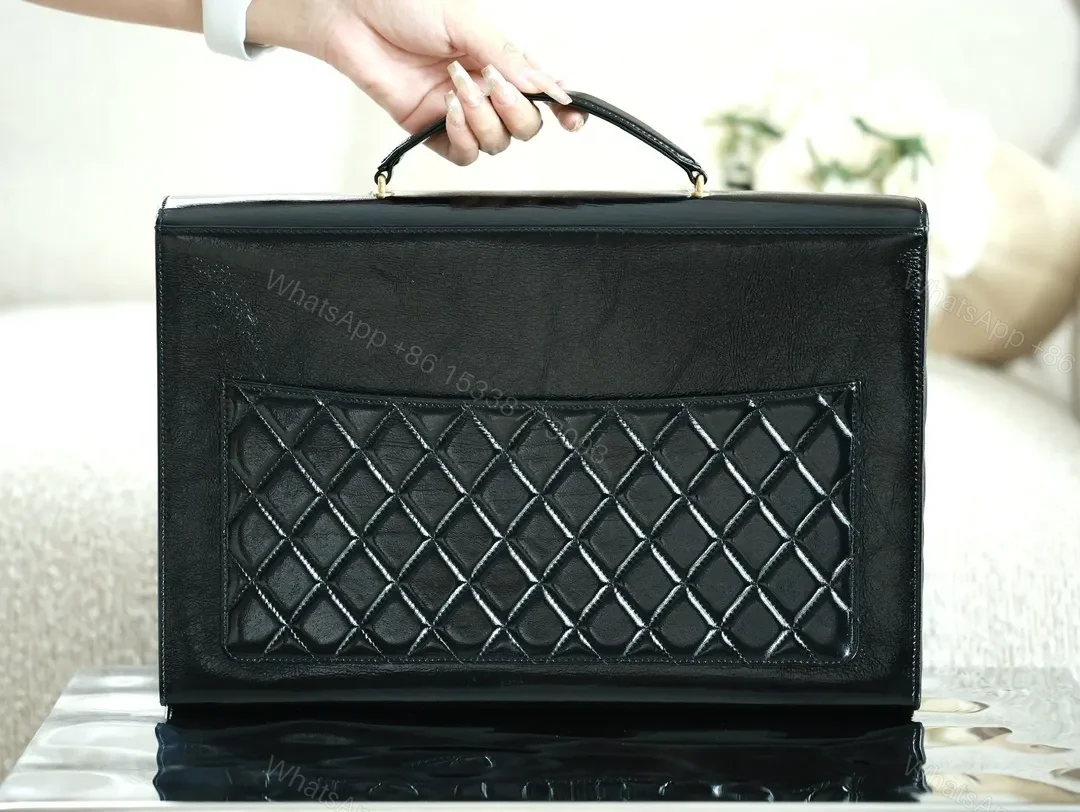 View 4 of Compact Quilted Leather Handbag with Gold Hardware