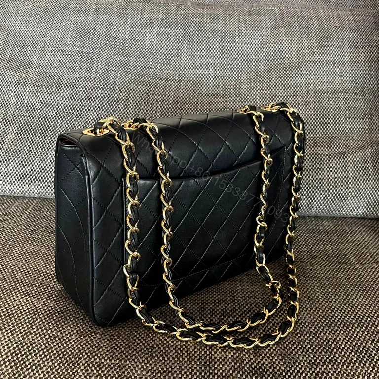 View 3 of Chic Quilted Crossbody Bag with Gold Chain Straps