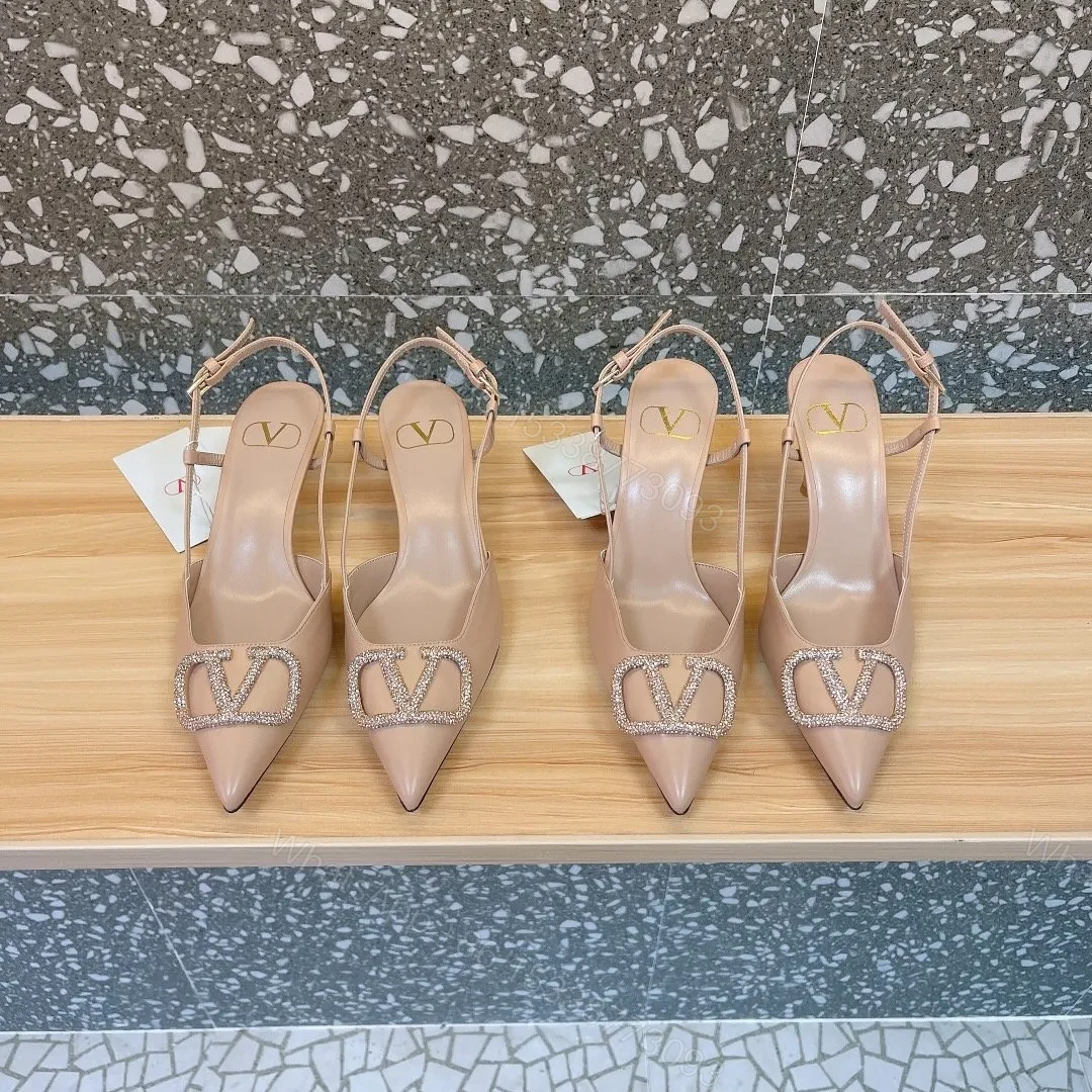 Valentino Women Beige Leather Slingback Pumps — view 1