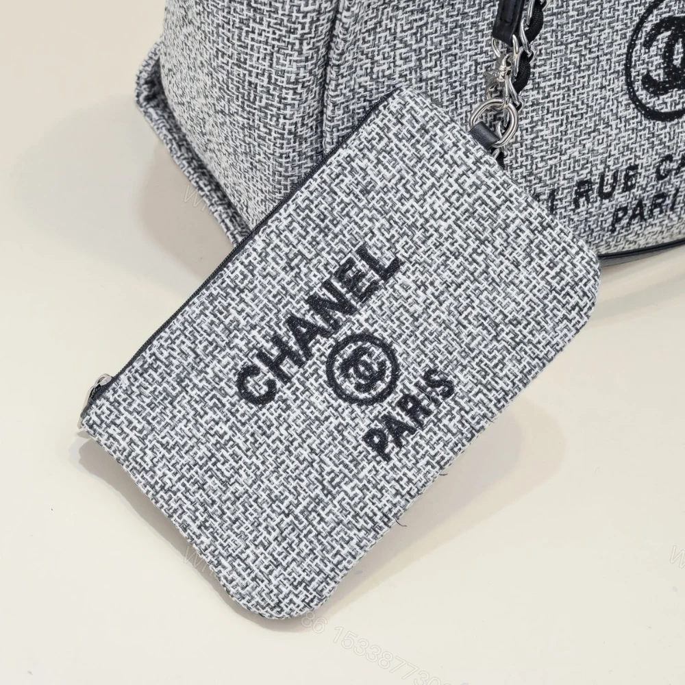 View 7 of Chanel Large Deauville Tote Bag Bicolor Gray 40Cm