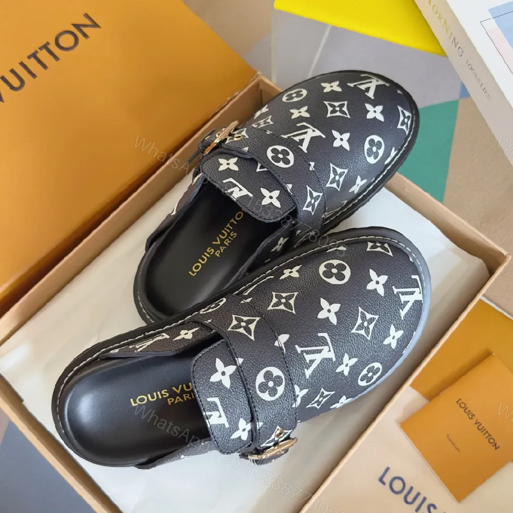 View 8 of Monochrome Denim Leather Slip-On Loafers with Monogram Hardware
