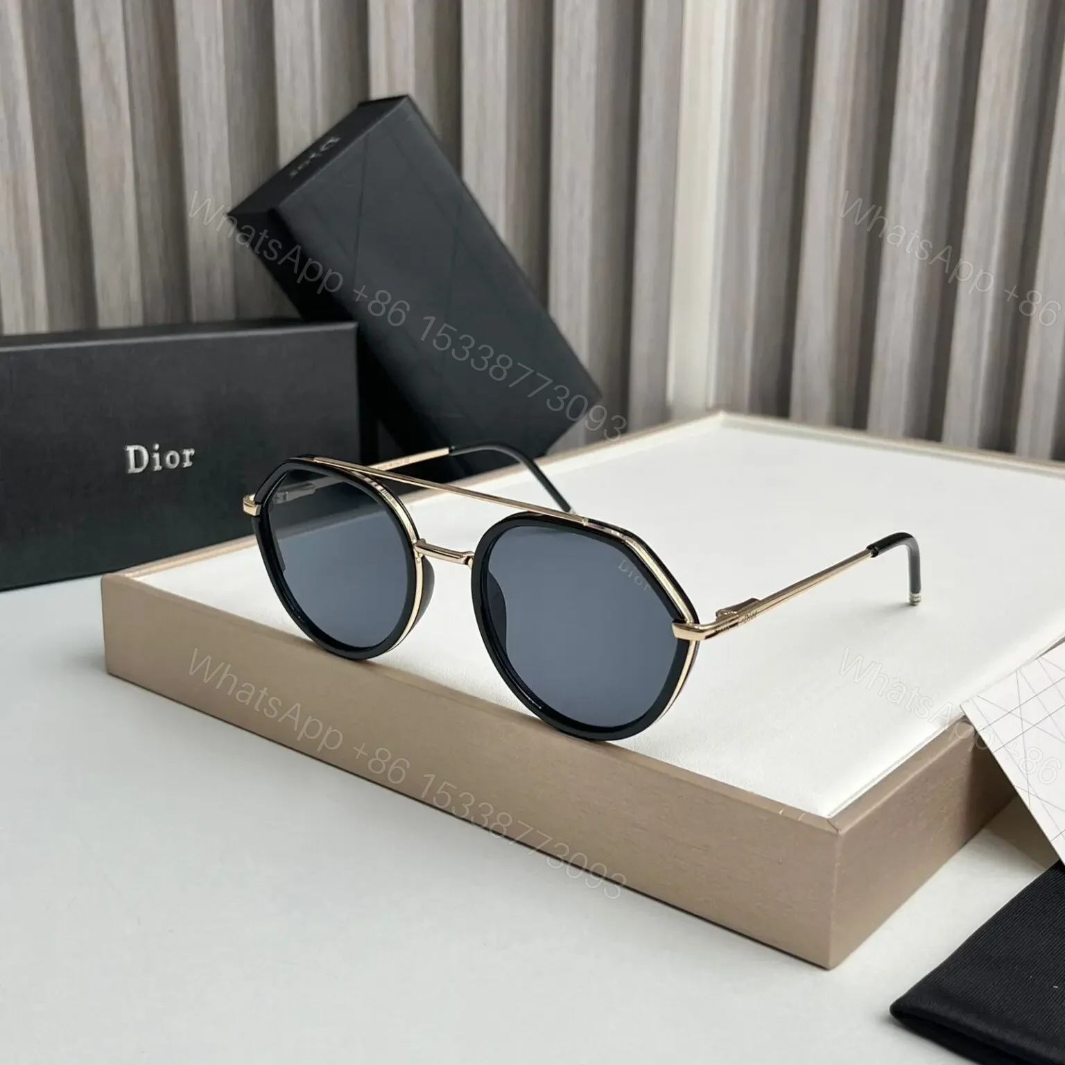 Dior Half Round Black Sunglasses Women UV Protection — view 1