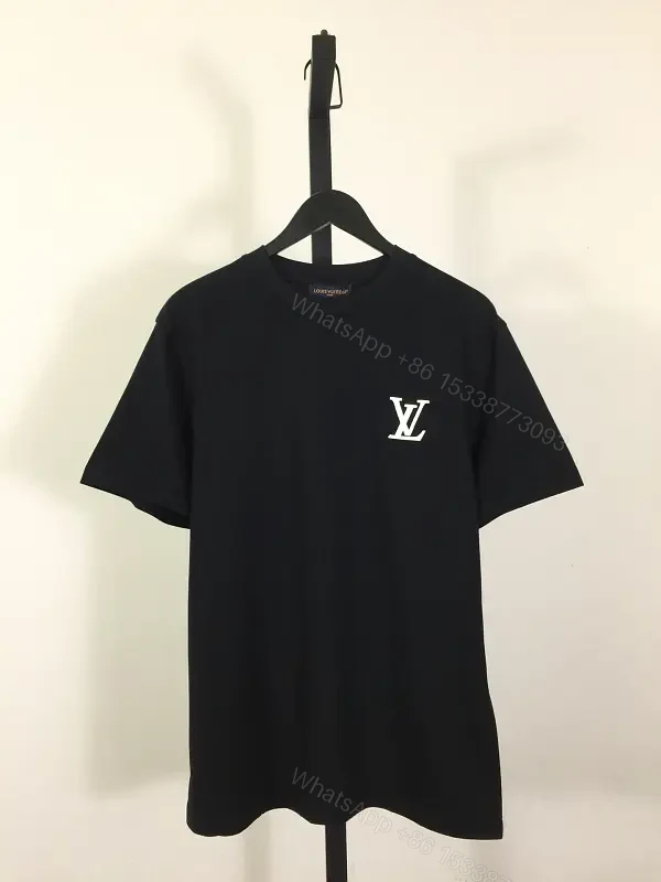 Minimalist Black Cotton Tee + LV Monogram + Premium Everyday Wear — view 1
