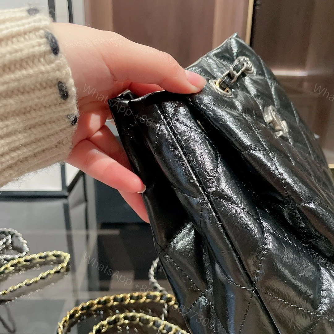 View 2 of Chanel Small Gabrielle Backpack Aged Calfskin & Gold Silver Black