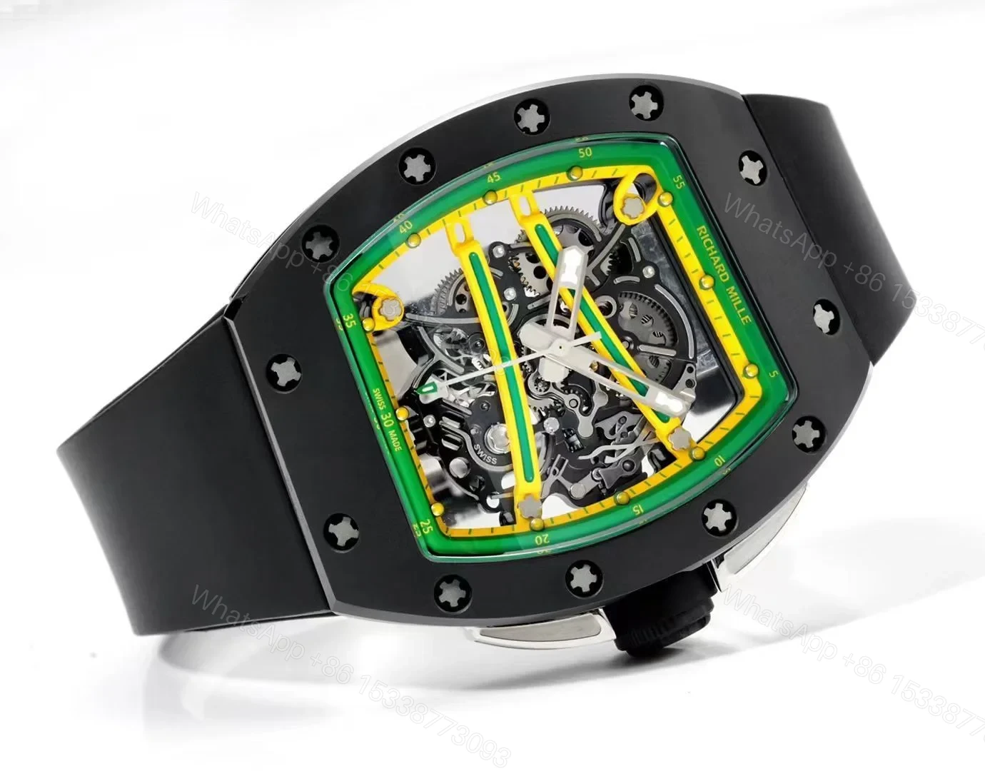 View 5 of Richard Mille RM61-01 Watch TZP-N Zirconia Ceramic NTPT Carbon Fiber Case Skeleton Dial RMUL2 Manual Winding Movement 50.2MM Luxury Sports Edition RM61-01-TZP-CF-SK50