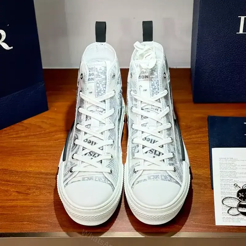 View 2 of DIOR B23 HIGH-TOP SNEAKERS UNISEX NEWSPAPER CANVAS WHITE – CD161