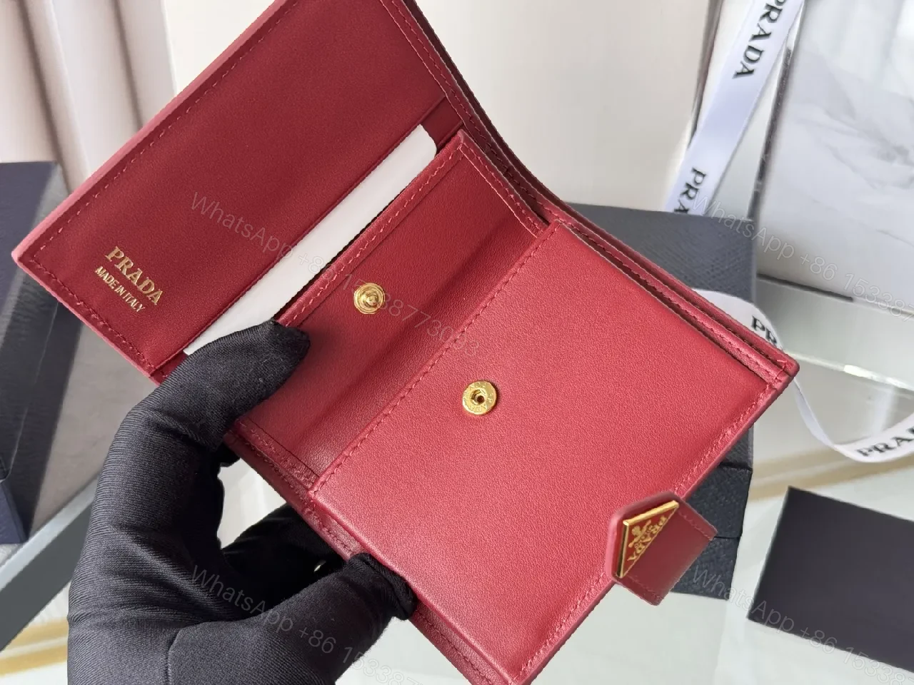 View 4 of Bold Red Saffiano Wallet: Compact Luxury for Everyday Use