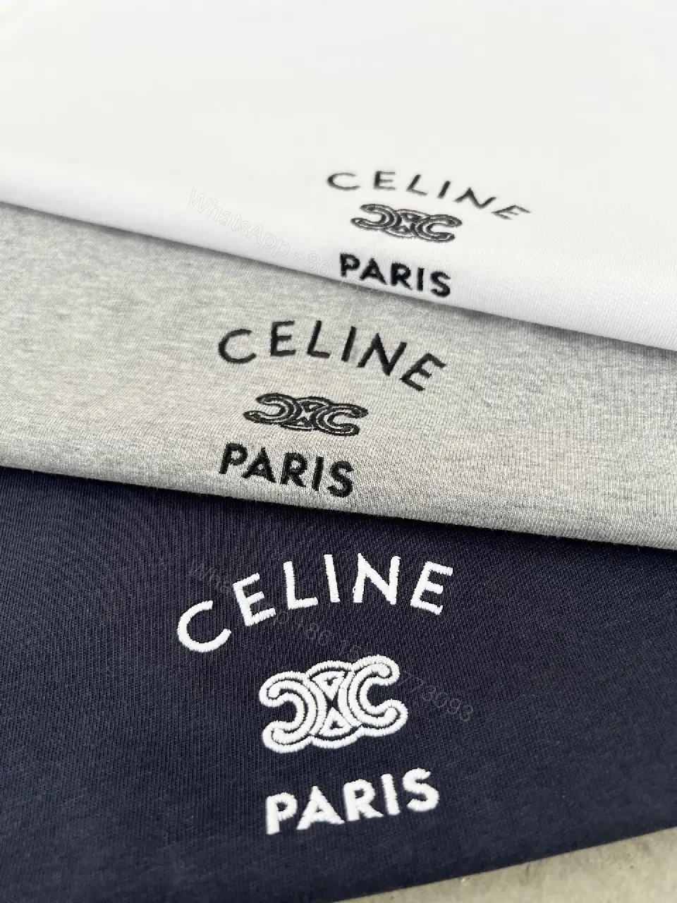 View 7 of Minimalist Cotton Tee: Subtle Luxury, Regular Fit, Navy/Gray/White