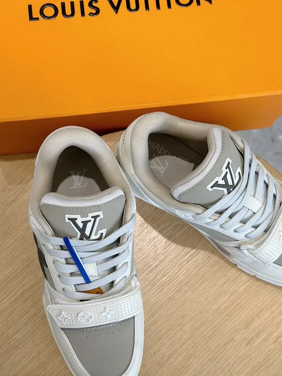 View 3 of White & Gray LV-Inspired Runner: Luxe Texture, Bold Details Sneaker