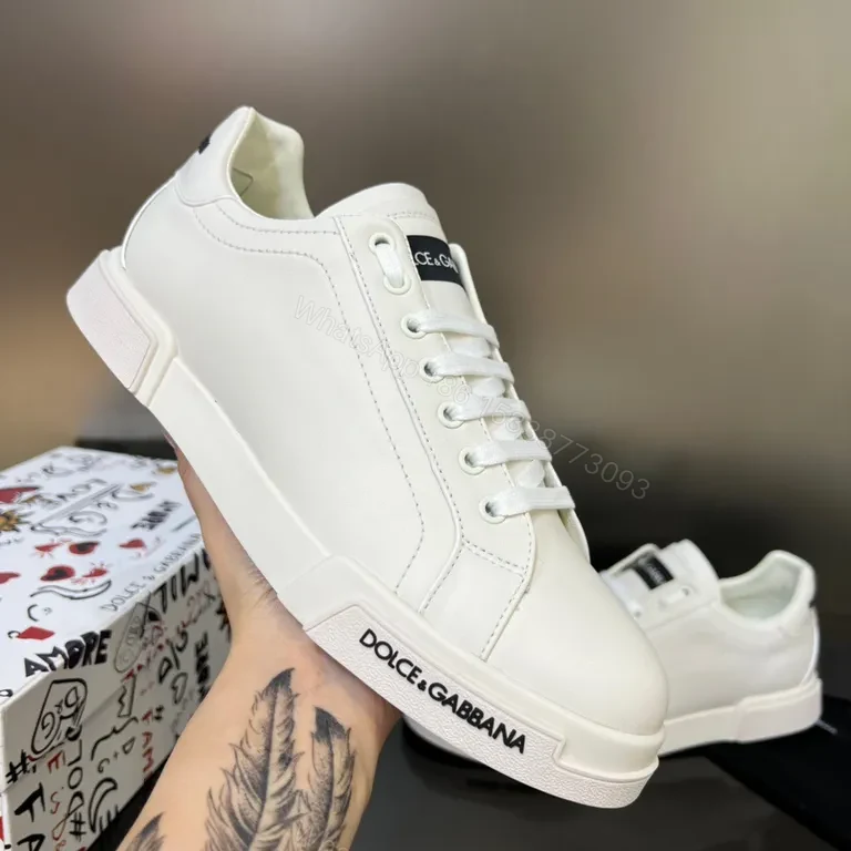Dolce & Gabbana White Leather Platform Sneakers: Luxury Comfort — view 1
