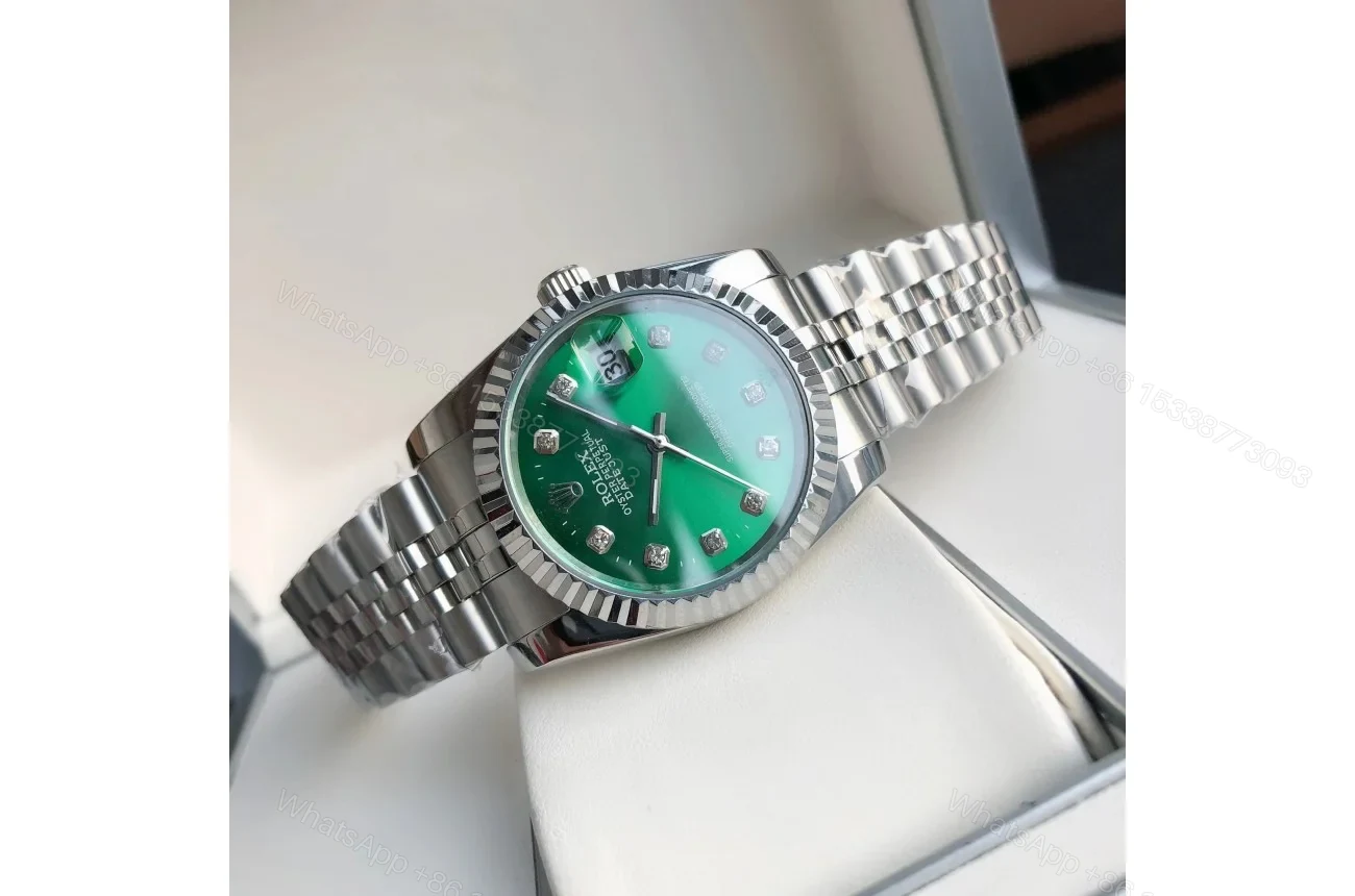 View 6 of Replica Rolex Datejust SS/SS Jub Green/Dia 36/28 mm