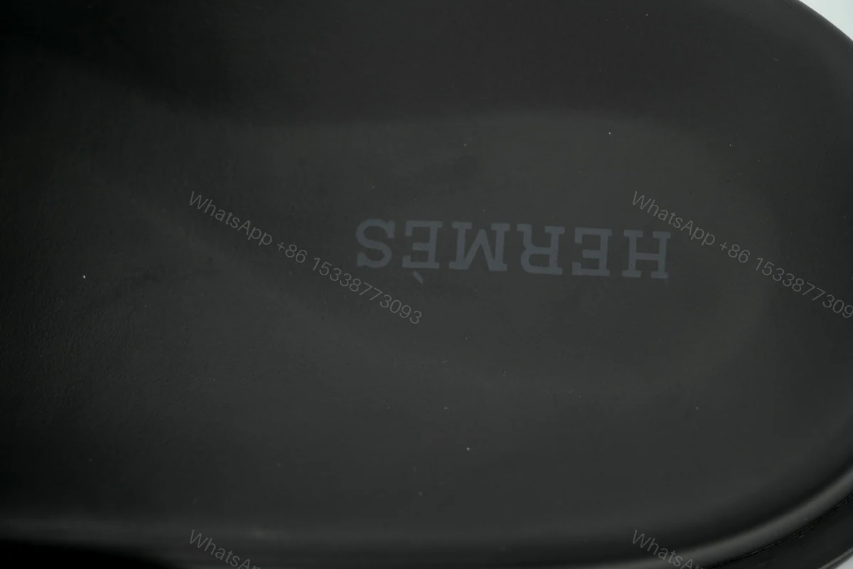 View 3 of HERMES Solid Black Button Slides