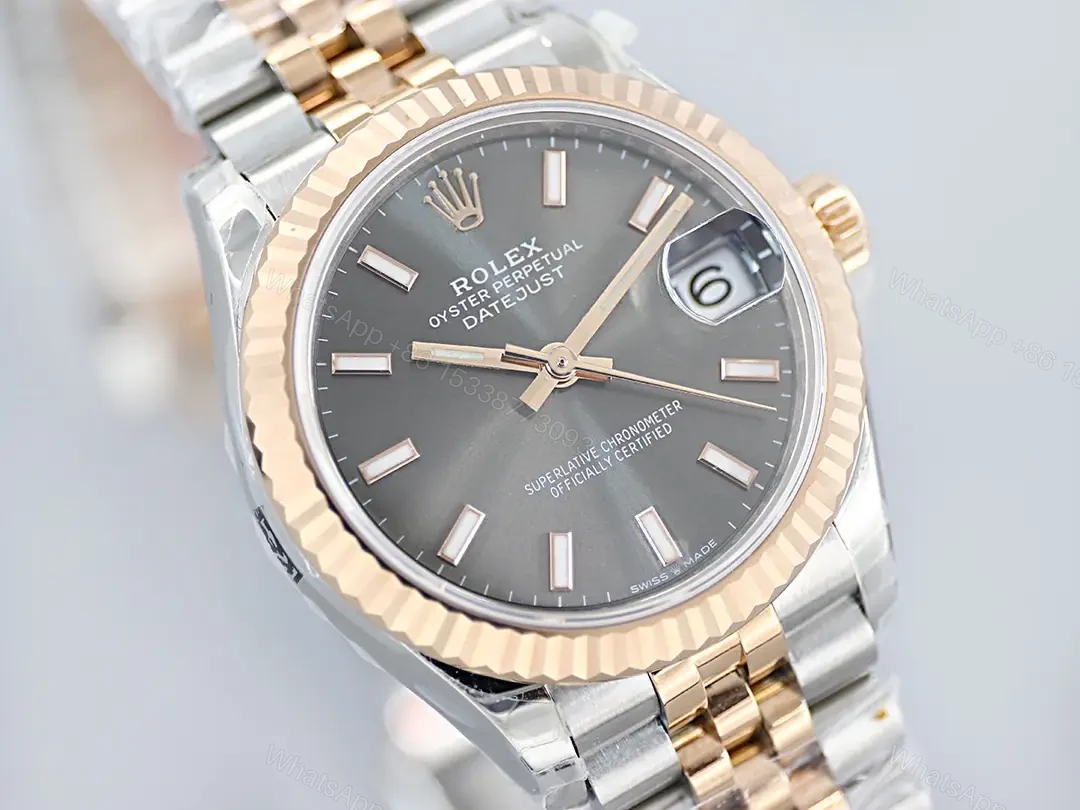 View 4 of Rolex Datejust 31 Stainless Steel Rose Gold Fluted Grey Dial Jubilee 278271-0018