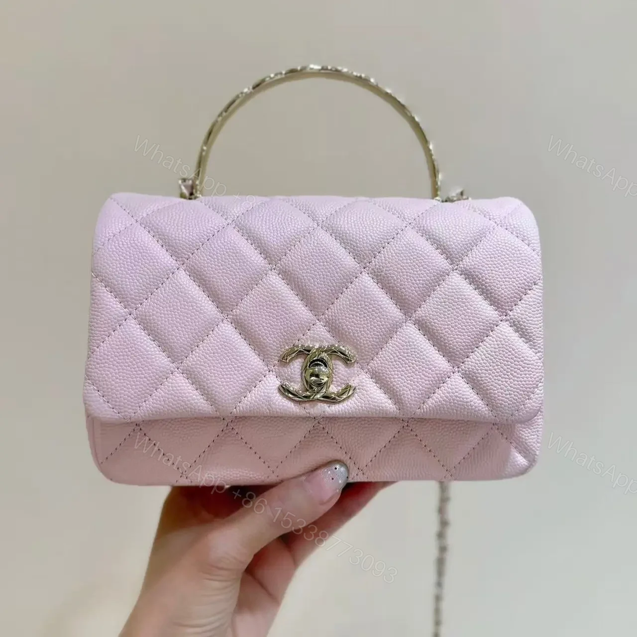 CHANEL 25S COCO CRUSH HANDLE 18 IN PINK GOLD HARDWARE — view 1