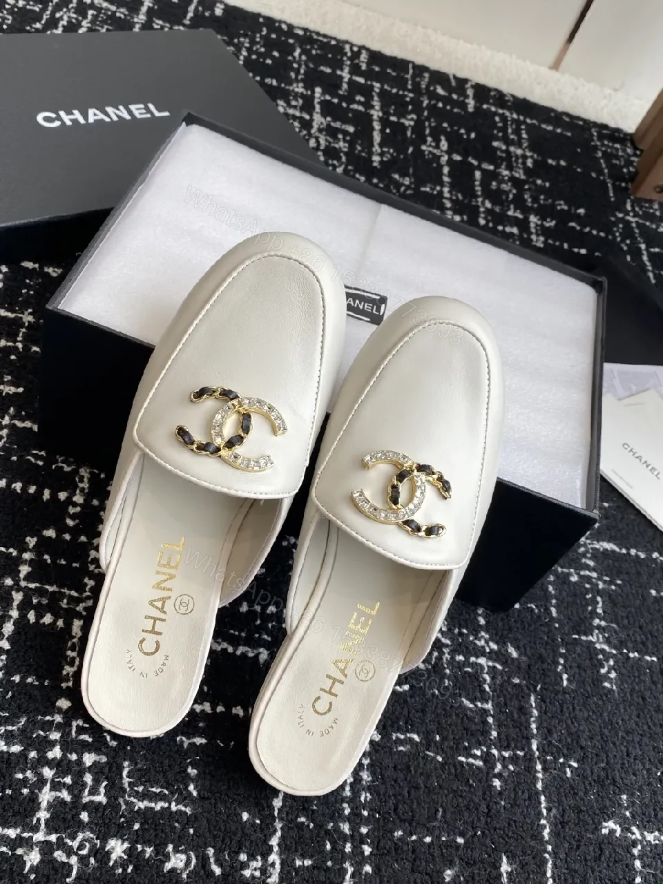 View 6 of White Leather Mule + Gold Hardware + Modern Luxe + All-Day Comfort + Slide-On footwear
