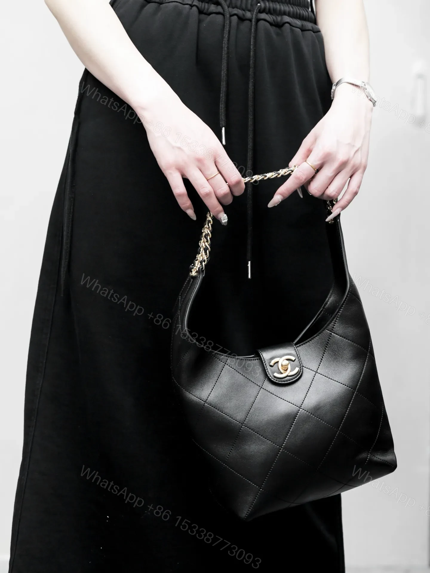 View 4 of Chanel 25P Hobo bag in black lambskin