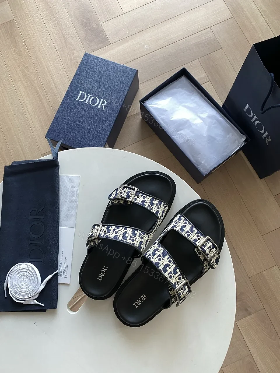 Black Monogram Straps Sandals, Leather-Trim, Luxe Casual Comfort — view 1