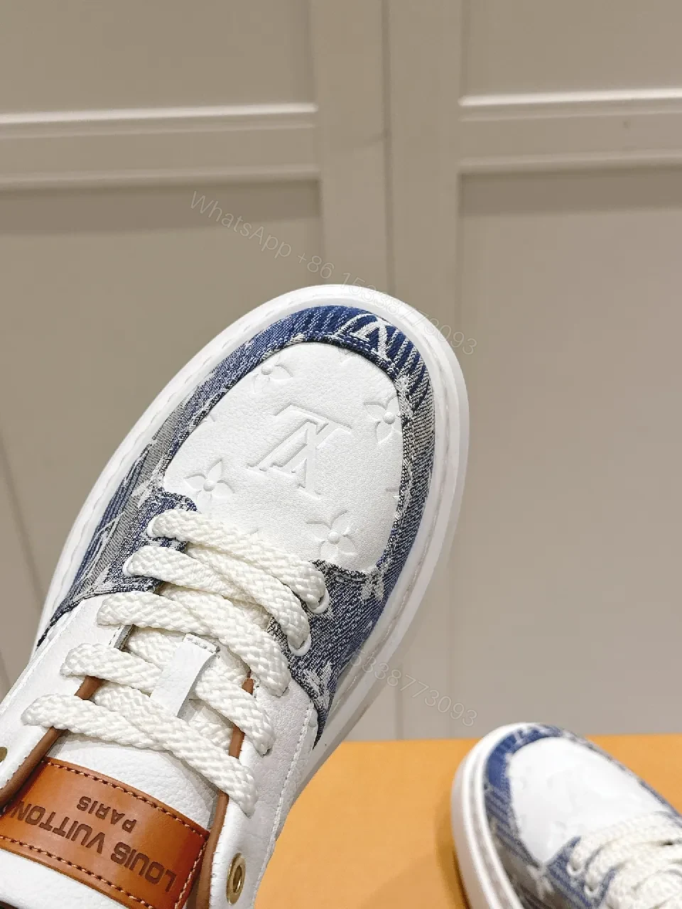 View 6 of Denim-Trim Lux Sneaker with Signature Details—Everyday Elevation